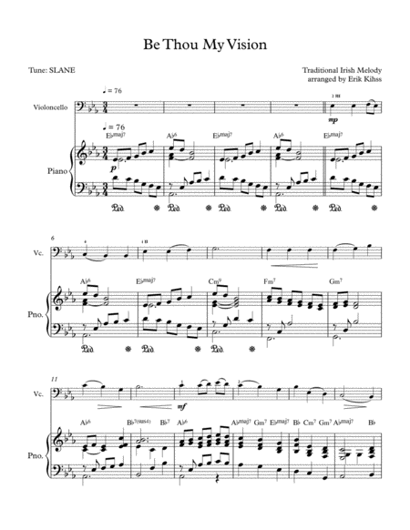 Be Thou My Vision Cello Piano Duet Sheet Music