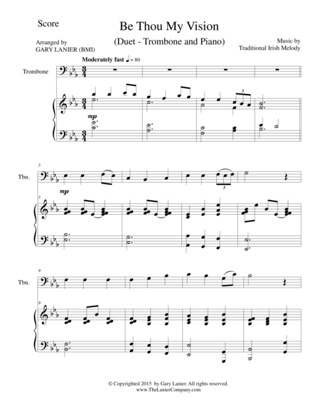 Be Thou My Vision Duet Trombone And Piano Score And Parts Sheet Music