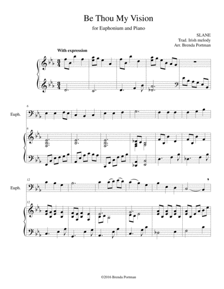 Free Sheet Music Be Thou My Vision Euphonium Piano Arr Brenda Portman