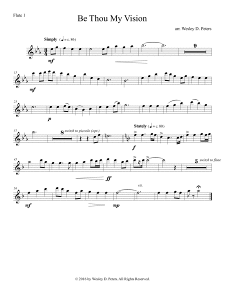 Free Sheet Music Be Thou My Vision Flute Sextet