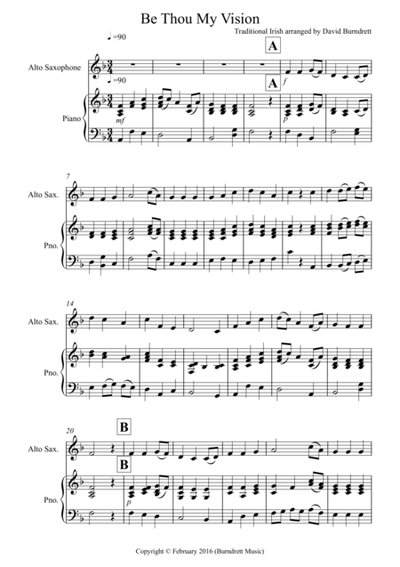 Free Sheet Music Be Thou My Vision For Alto Saxophone And Piano