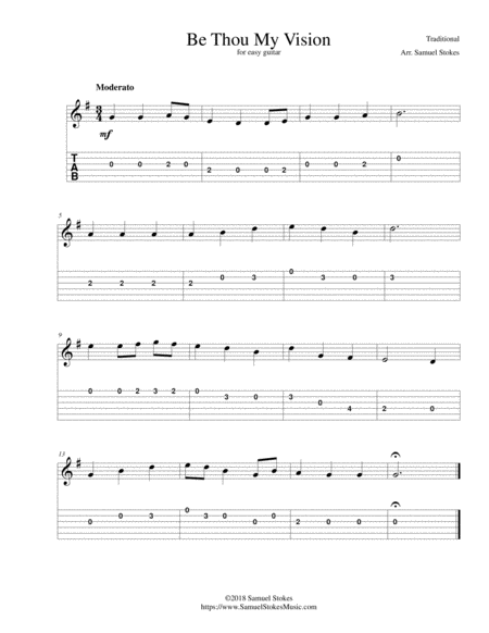 Be Thou My Vision For Easy Guitar With Tab Sheet Music