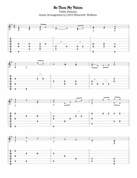 Be Thou My Vision For Fingerstyle Guitar Tuned Drop D Sheet Music