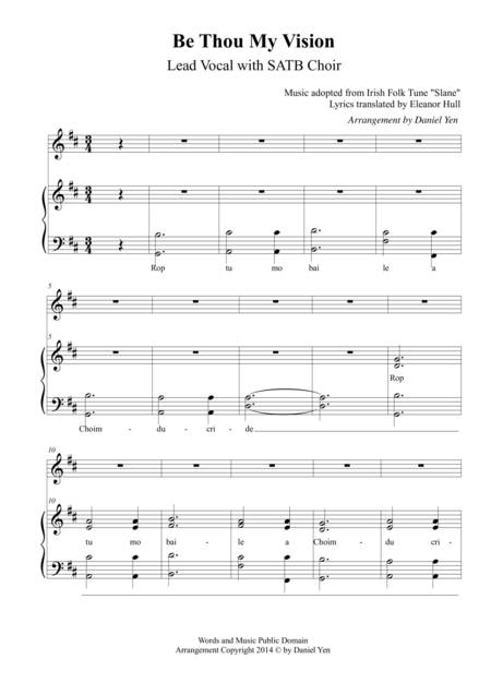 Free Sheet Music Be Thou My Vision For Satb Choir With Instrumental Accompaniment