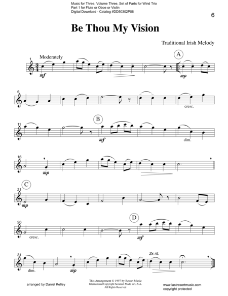 Free Sheet Music Be Thou My Vision For Wind Trio
