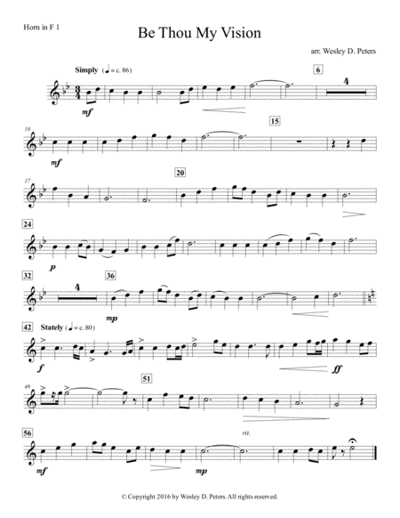 Be Thou My Vision Horn Sextet Sheet Music