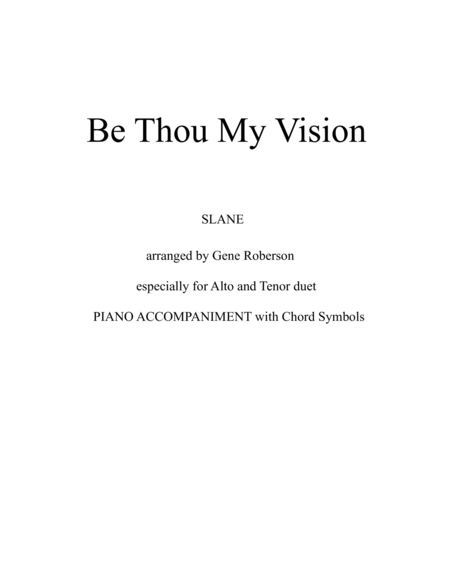 Be Thou My Vision Slane Vocal Duet Alto Tenor Sheet Music