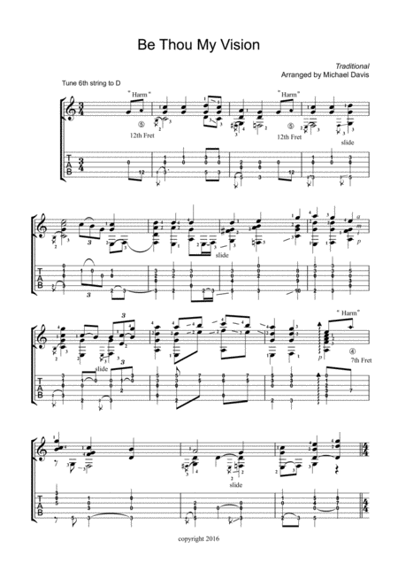 Be Thou My Vision Solo Guitar Sheet Music