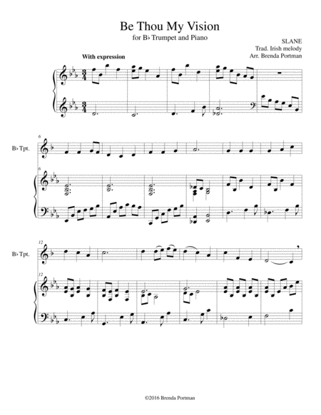 Free Sheet Music Be Thou My Vision Trumpet Piano Arr Brenda Portman