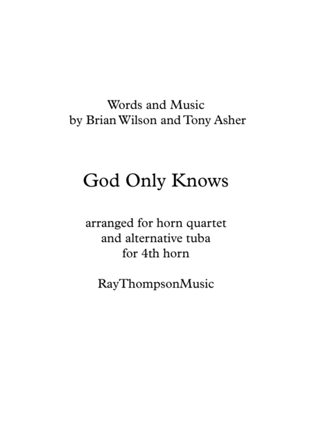 Beach Boys God Only Knows Brass Quintet Horn Quartet Tuba Sheet Music