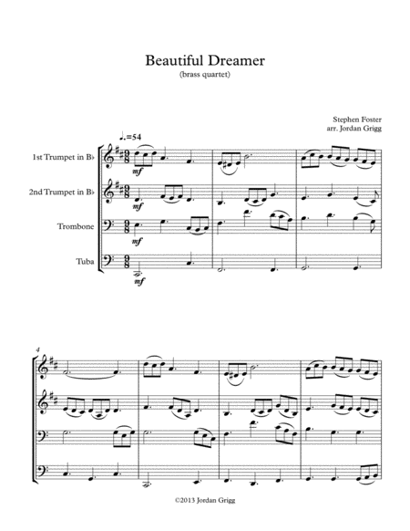 Beautiful Dreamer Brass Quartet Sheet Music