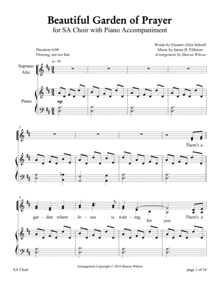 Free Sheet Music Beautiful Garden Of Prayer For Sa Choir With Piano Accompaniment