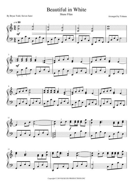 Beautiful In White Piano Solo For Intermediate Level Royal Grade 2 3 A Good Playable Arrangement Sheet Music