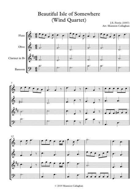 Beautiful Isle Of Somewhere Wind Quartet Sheet Music