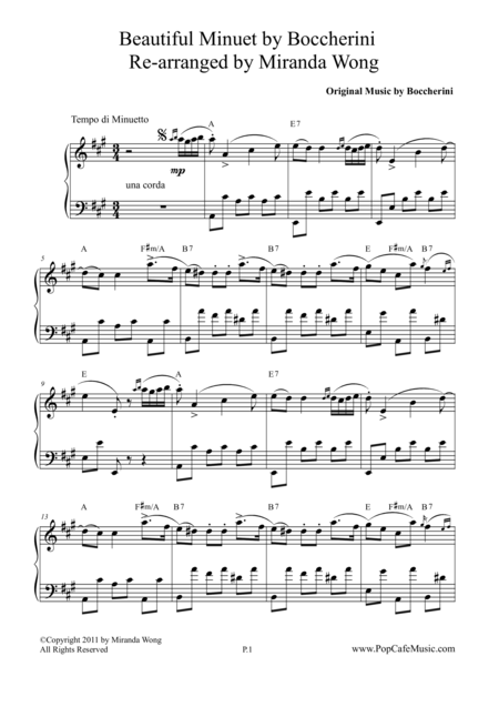 Beautiful Minuet Classical Wedding Music Sheet Music