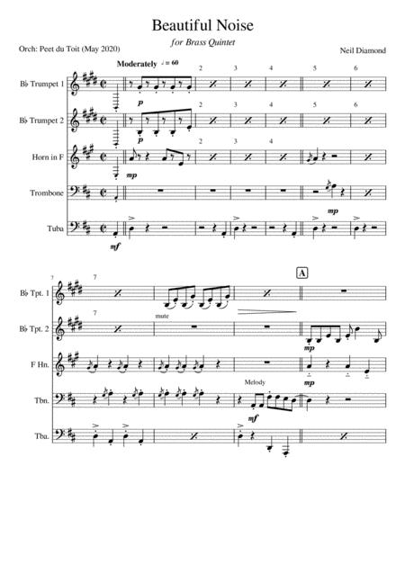 Free Sheet Music Beautiful Noise Neil Diamond Brass Quintet