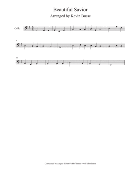 Beautiful Savior Cello Sheet Music