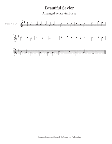 Free Sheet Music Beautiful Savior Clarinet