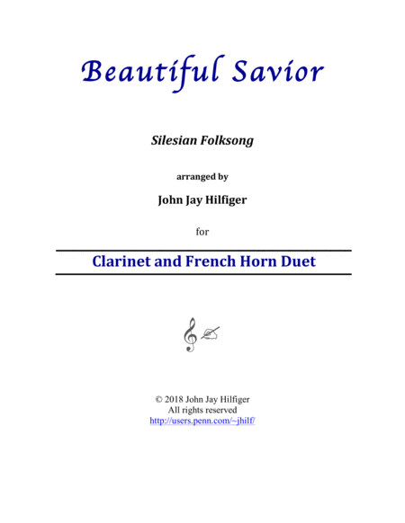 Free Sheet Music Beautiful Savior For Clarinet And Horn