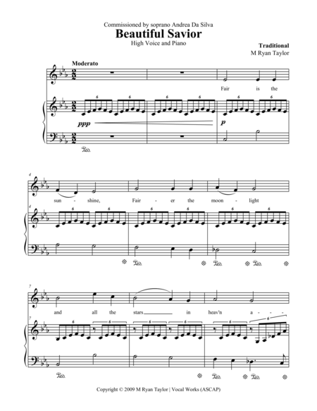 Free Sheet Music Beautiful Savior High Voice And Piano