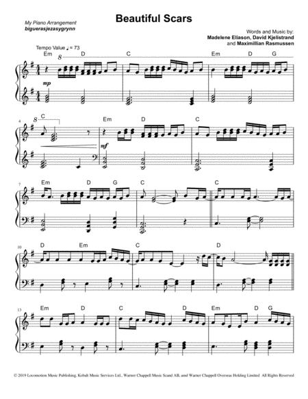 Free Sheet Music Beautiful Scars By Maximillian For Piano