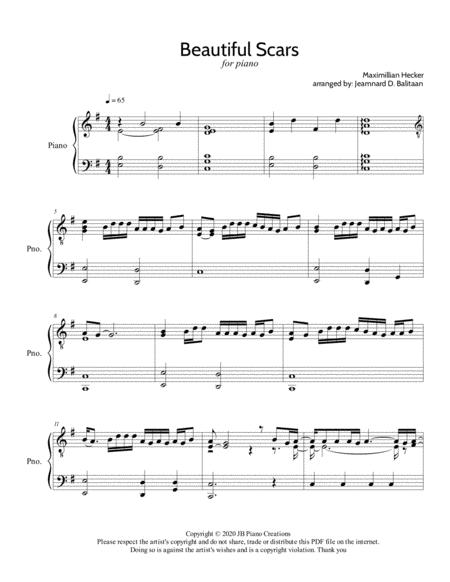 Beautiful Scars By Maxmillian Piano Arrangement Sheet Music