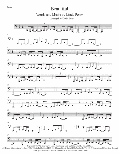 Beautiful Tuba Easy Key Of C Sheet Music