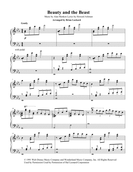 Beauty And The Beast Advanced Piano Solo Sheet Music