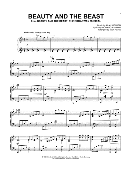 Free Sheet Music Beauty And The Beast Arr Mark Hayes