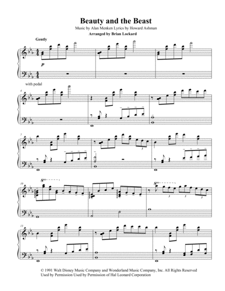 Free Sheet Music Beauty And The Beast As Performed By Soundsketch