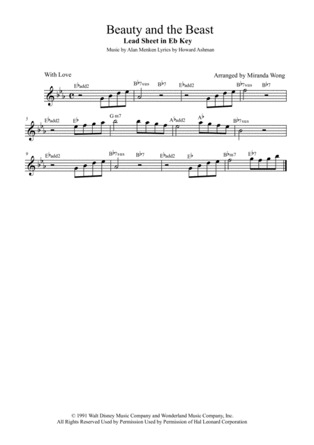 Beauty And The Beast Flute Or Oboe Solo With Chords Sheet Music