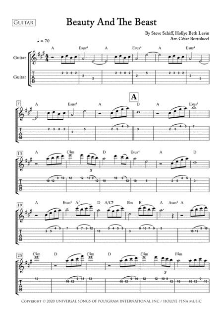 Beauty And The Beast For Acoustic Guitar Or Electric Guitar With Chords Sheet Music