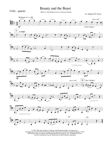 Free Sheet Music Beauty And The Beast String Quartet