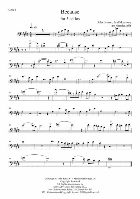 Free Sheet Music Because For 5 Cello Ensemble