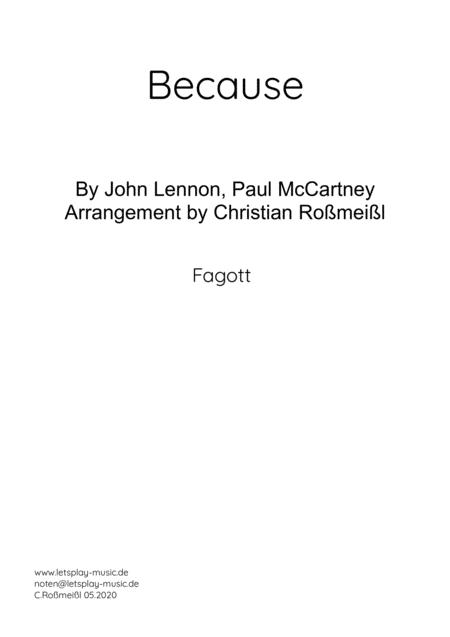 Because For Fagott Bassoon Sheet Music