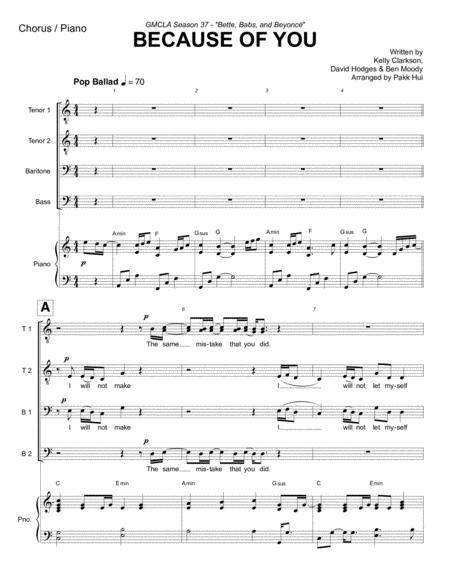 Free Sheet Music Because Of You Ttbb Piano