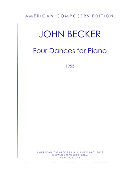 Becker Four Modern Dances Sheet Music