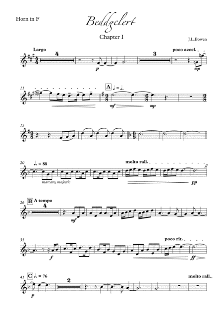 Beddgelert The Legend Of The Faithful Hound Horn In F Sheet Music