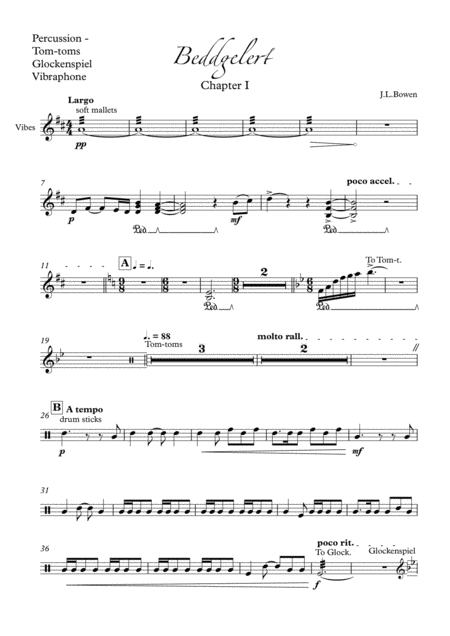 Beddgelert The Legend Of The Faithful Hound Percussion Sheet Music