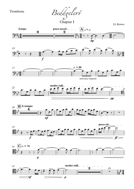 Beddgelert The Legend Of The Faithful Hound Trombone Sheet Music