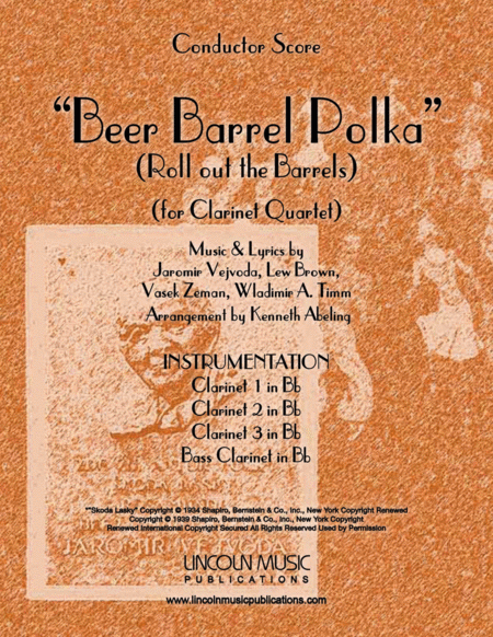 Beer Barrel Polka Roll Out The Barrel For Clarinet Quartet Sheet Music