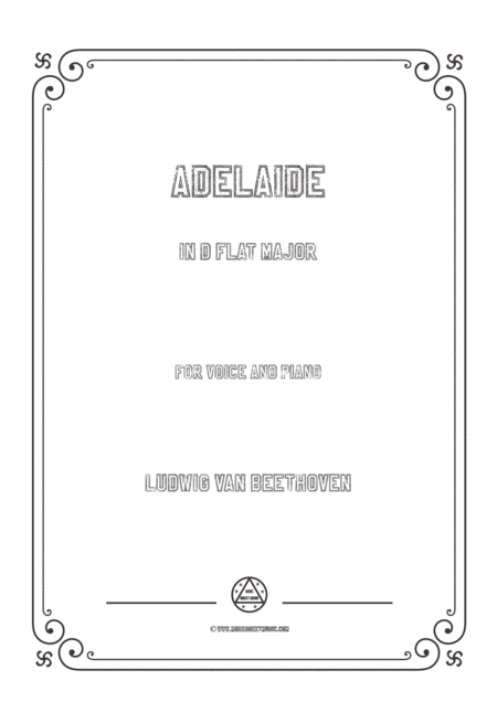 Free Sheet Music Beethoven Adelaide In D Flat Major For Voice And Piano