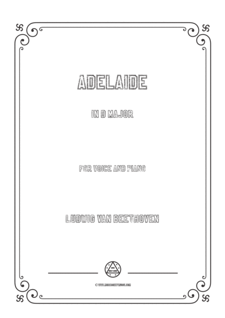 Free Sheet Music Beethoven Adelaide In D Major For Voice And Piano