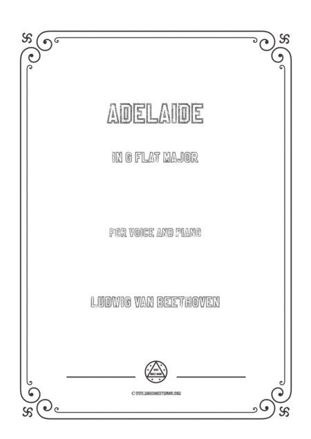 Free Sheet Music Beethoven Adelaide In G Flat Major For Voice And Piano