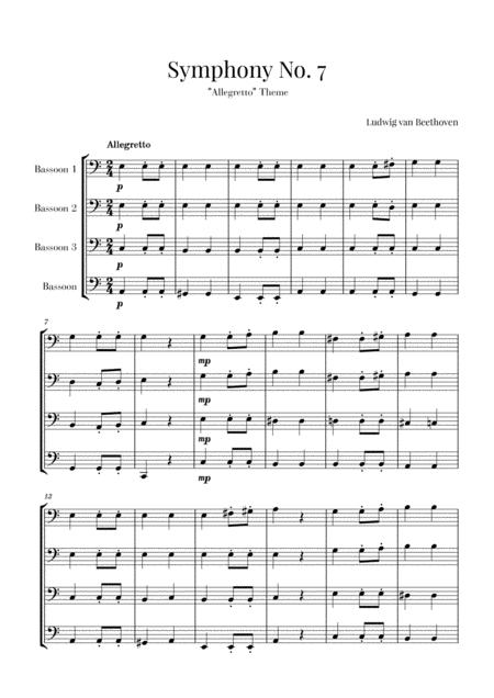 Beethoven Allegretto From Symphony No 7 For Bassoon Quartet Sheet Music