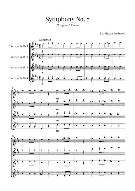 Beethoven Allegretto From Symphony No 7 For Trumpet Quartet Sheet Music