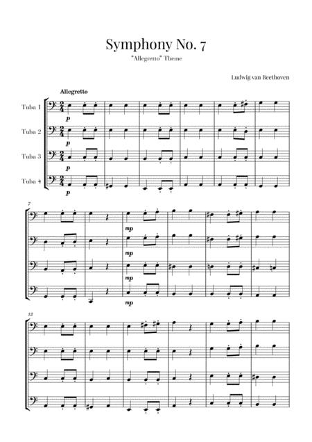 Beethoven Allegretto From Symphony No 7 For Tuba Quartet Sheet Music