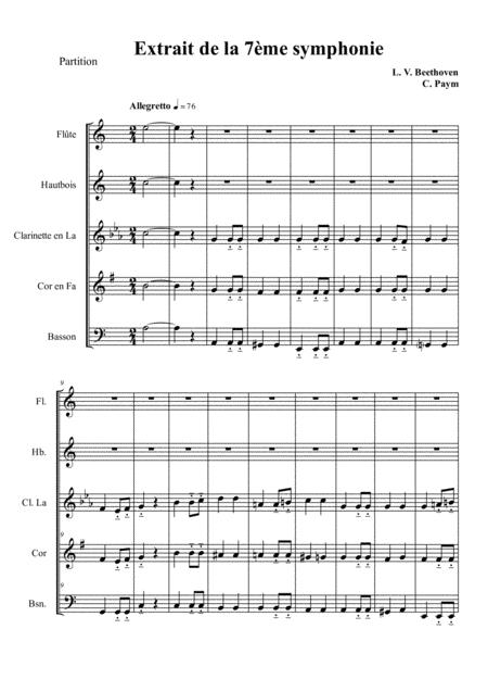 Beethoven Allegretto Woodwind Quintet Sheet Music