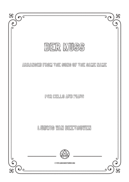 Beethoven Der Kuss For Cello And Piano Sheet Music