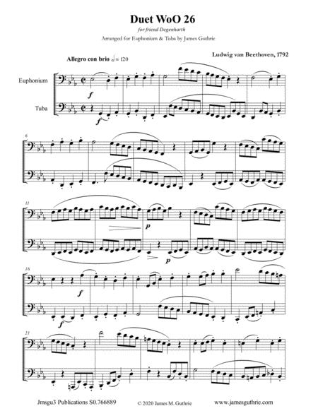 Free Sheet Music Beethoven Duet Woo 26 For Euphonium Tuba